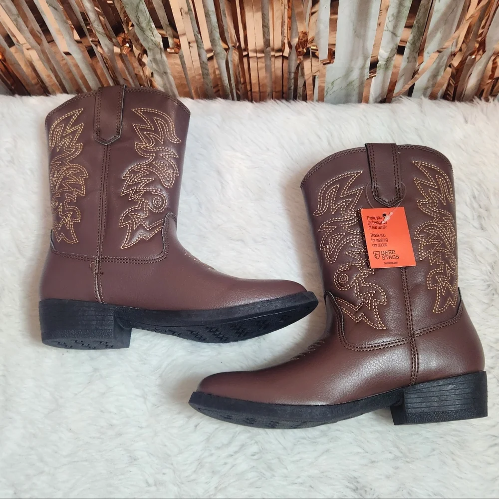 DEER STAGS RANCH Imitation Leather Western Boots